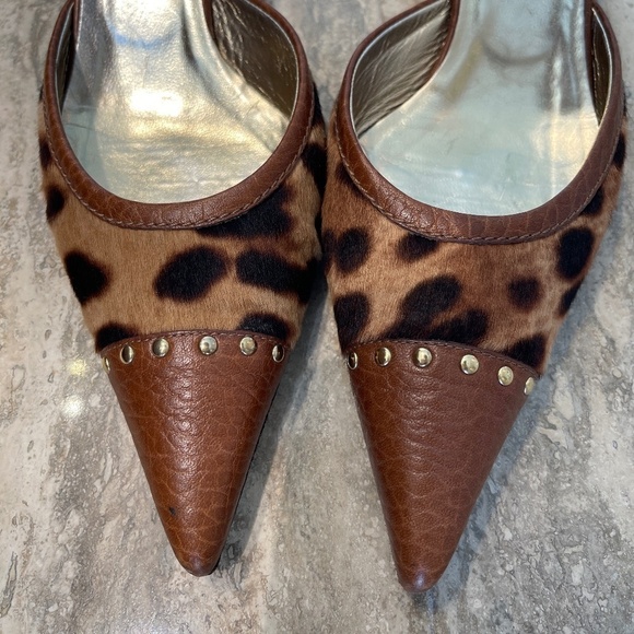 AUTHENTIC DOLCE GABBANA LEATHER LAOPARD MULES 38.5 - 8.5 - Picture 4 of 7